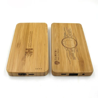 Custom Engrave Logo Lithium Battery Wooden Bamboo Portable Power Bank 8000mAh
