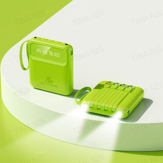 Large Capacity Power Bank 10000mAh Build in 4 Cables with LED Lighting Function