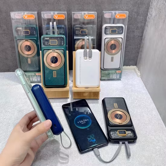 Portable Transparent Magnetic Power Banks Fast Charging Fashion Outdoor Power Supply USB Power Bank