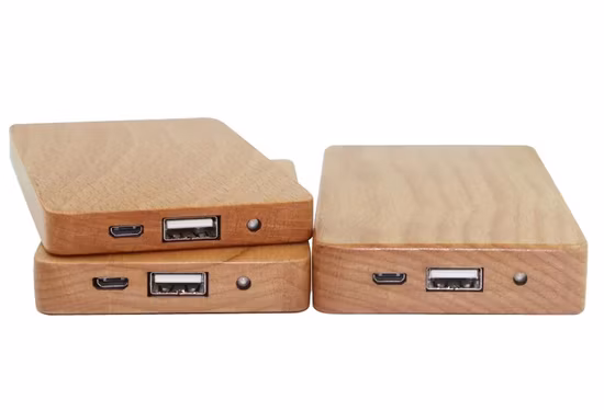 Custom Engrave Logo Lithium Battery Wooden Bamboo Portable Power Bank 8000mAh